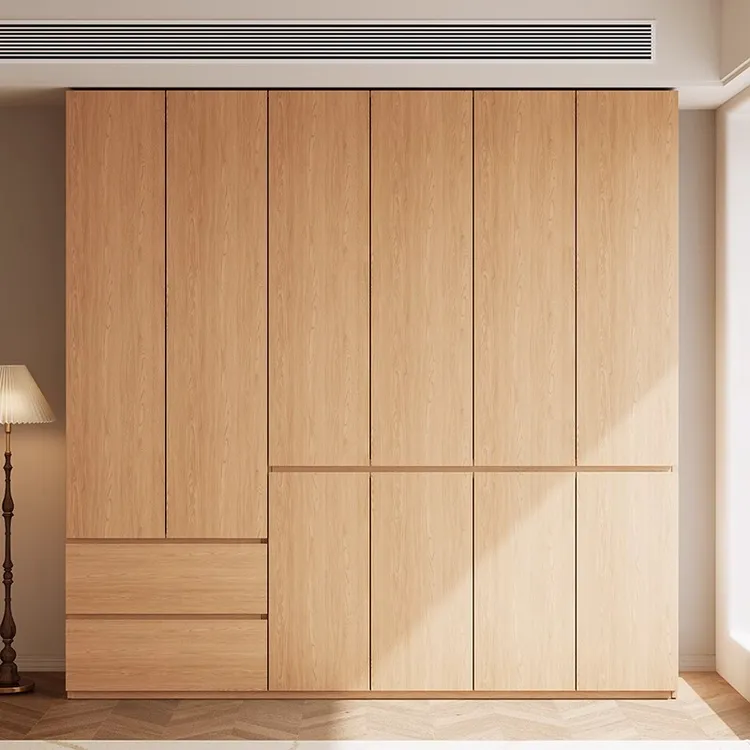 FAS实木衣柜定制全橡木新款2025卧室家用分段式免拉手北欧衣橱