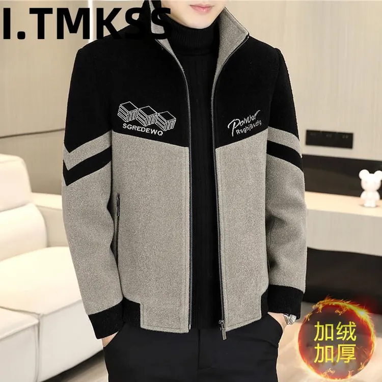外套男款秋冬季加绒加厚痞帅褂子2026新款欧洲站衣服休闲毛呢夹克