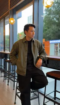 古休2025秋季新款纯棉复古磨毛夹克外套复古百搭经典时尚