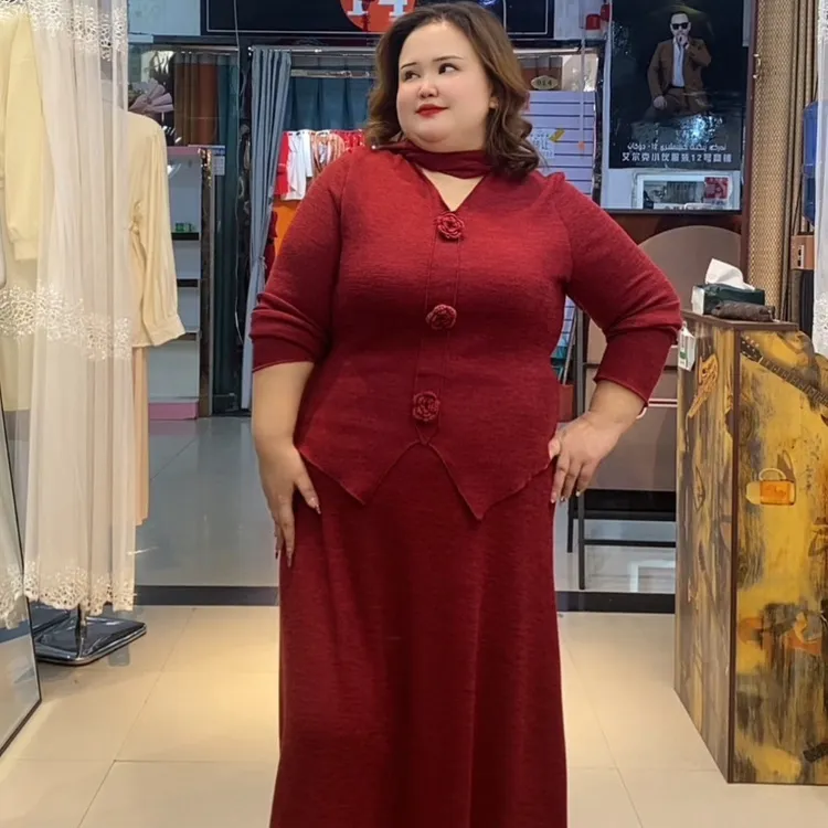 胖mm高级法式时尚气质轻奢大码显瘦长袖上衣高腰半身裙爆款两件套