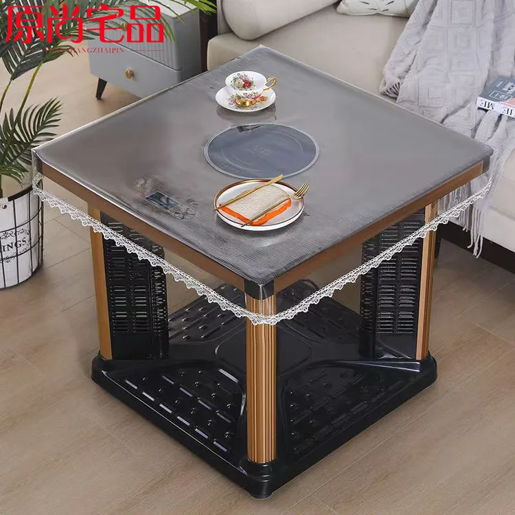 pvc透明桌布烤火桌罩套电炉罩方桌桌布正方形防水防油餐桌桌垫罩