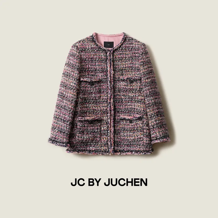 "香缇织梦”御用手工坊斑斓莓金秋冬粗华呢香风外套FW102003-191