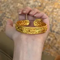 铜合金手镯 「国色芳华」錾刻牡丹开口镯（28克左右）