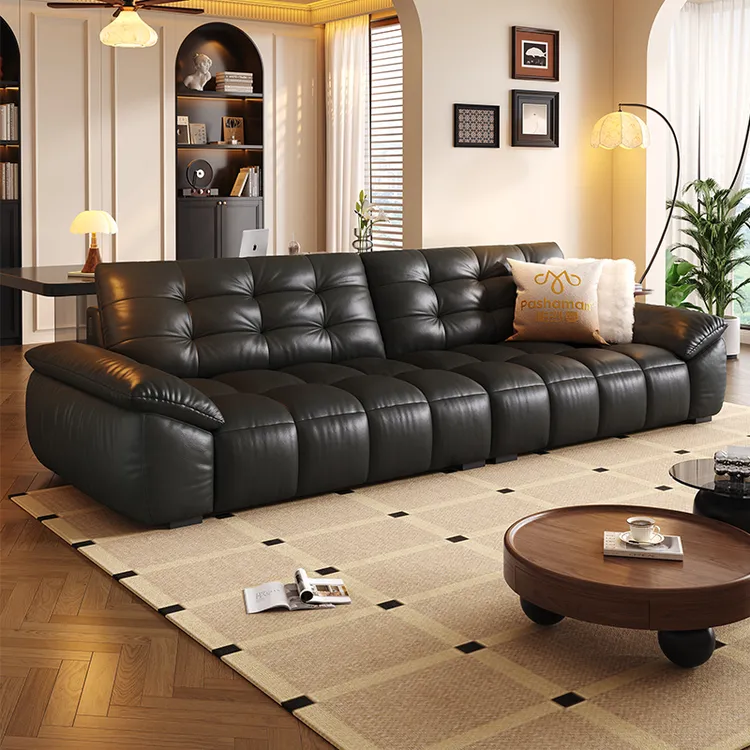 【国补】帕沙曼小泡芙复古轻奢真皮意式极简约客厅爆款头层真皮沙发