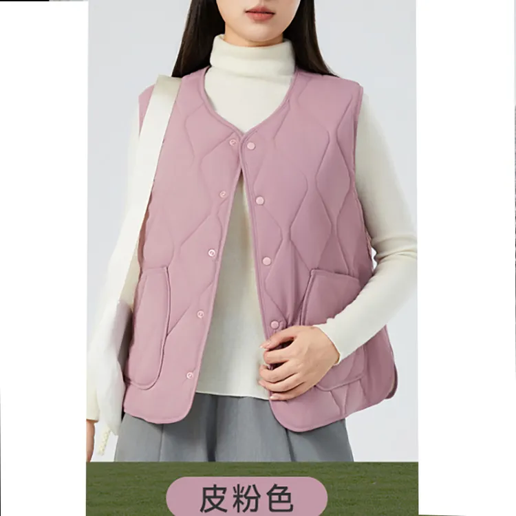 D9902保暖马夹春秋冬季无袖通勤风短款圆领马甲 