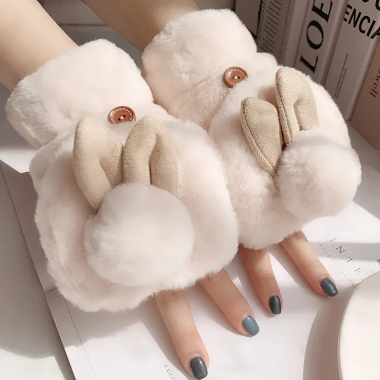 手套女冬天加绒学生可爱韩版防寒卡通加厚毛绒秋冬骑行保暖棉冬季
