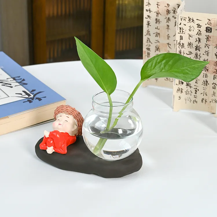 绿萝水培花盆器皿花瓶透明玻璃插花花器客厅办公桌装饰品家居摆件