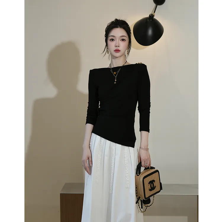 MIERSEOUR鎏金系列【荷兰暮色】新款设计感气质百搭长袖女上衣8028