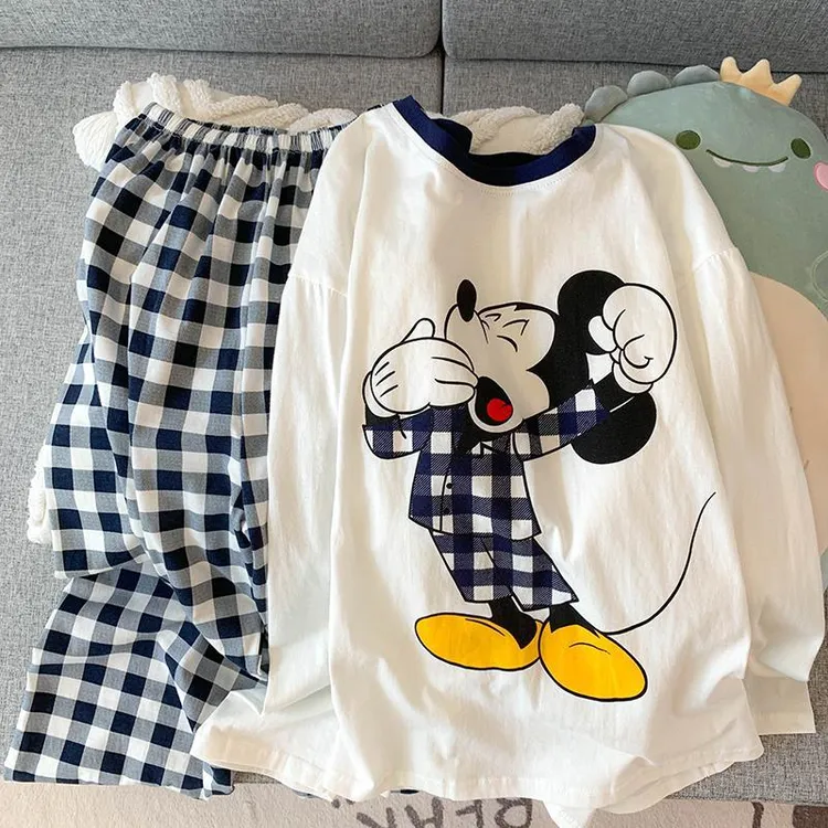 睡衣女春秋夏季纯棉家居服ins长裤长袖2025新款秋季套装卡通可爱