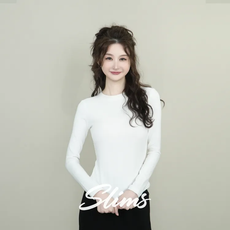 SLIMS【软糯T】秋冬肤感磨毛舒适打底 高弹软糯修身显瘦圆领长袖