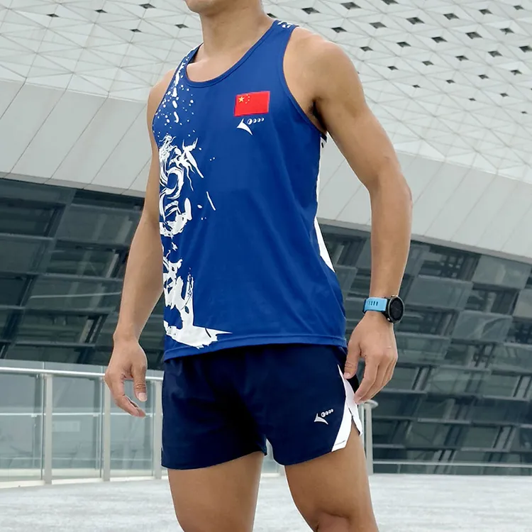 初将马拉松训练背心队服运动速干背心短袖T恤2121