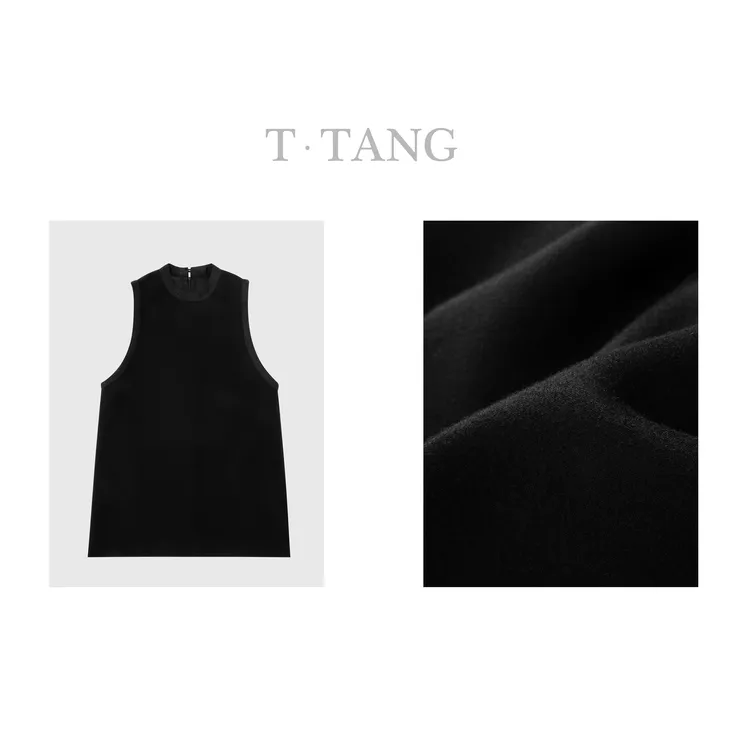 秋季百搭神器修身显瘦圆领无袖半拉链背心连衣裙【6072】9