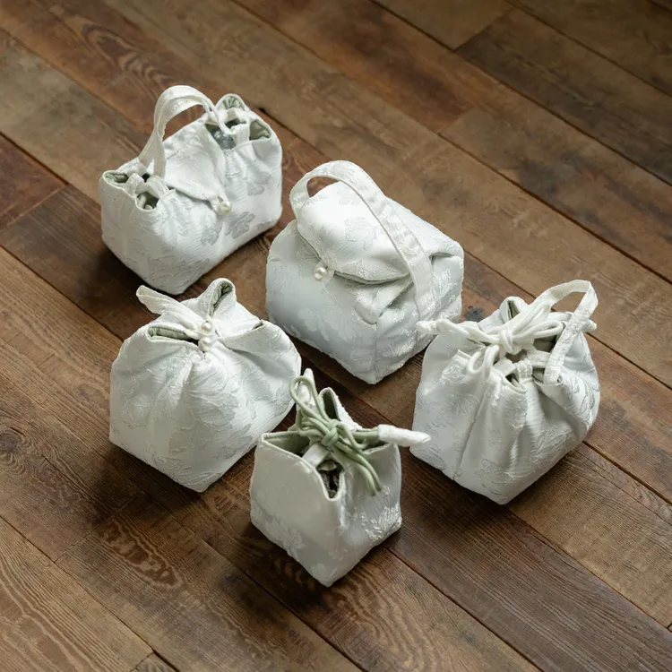 赞朴金丝提花郁金香茶艺收纳包茶具收纳袋茶壶便携旅行加厚布包袋