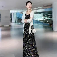 【两件套】2025年新款收腰显瘦气质裙子两件套碎花长裙外搭D0634