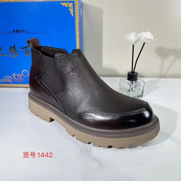 1442新中式一脚蹬男鞋黑色牛皮原创减震叠穿百搭皮鞋新疆西藏包邮