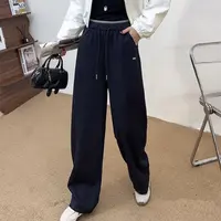 8811秋季新款纯色高腰百搭遮肉休闲裤女显瘦宽松时尚韩版裤子