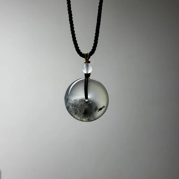 岫玉 飘花平安扣 吊坠正品可作礼物 精致配绳子