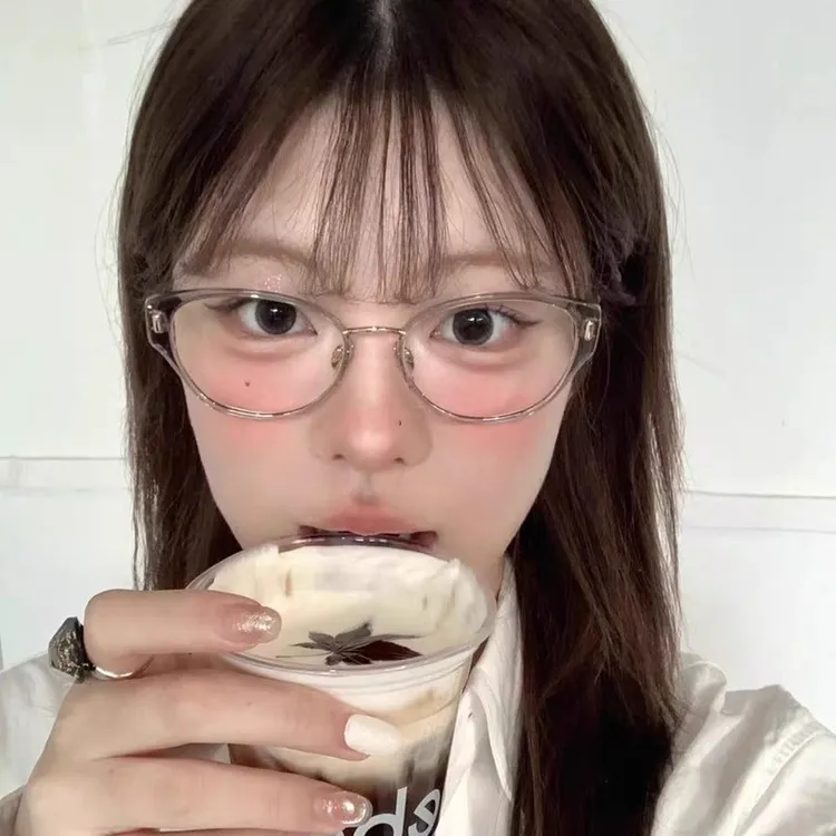 可配近视防蓝光平光眼镜韩系纯欲风素颜高智感猫眼茶色眼镜女素颜