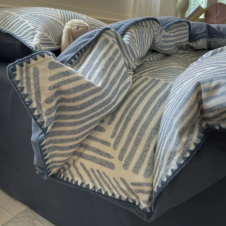 简约秋冬季纯棉磨毛四件套加厚全棉高级感被套床单床上用品三件套商品图