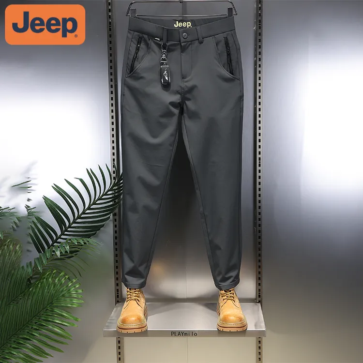 JEEP吉普2025时尚常规款修身型水洗高腰休男款韩版修身商务西裤