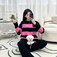 睡衣冬季女2025新款可外穿加绒加厚冬天简约半边绒套装保暖家居服