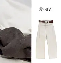 熙薇【​麦浪垂迹】2025冬季新款高档燕麦色加绒休闲牛仔裤H5932