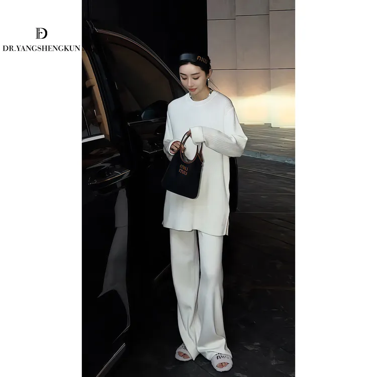 杨圣坤2025新品绵羊毛混纺慵懒风针织毛衣+针织裤分开售SQ2591801