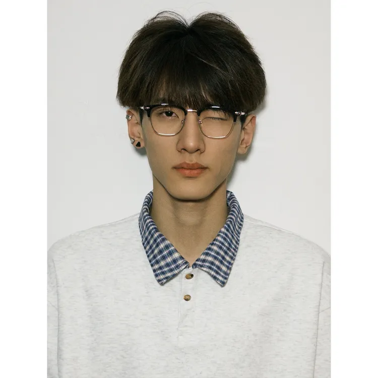 拼接格子Polo领卫衣男秋冬季新款美式潮流宽松休闲百搭加绒上衣服