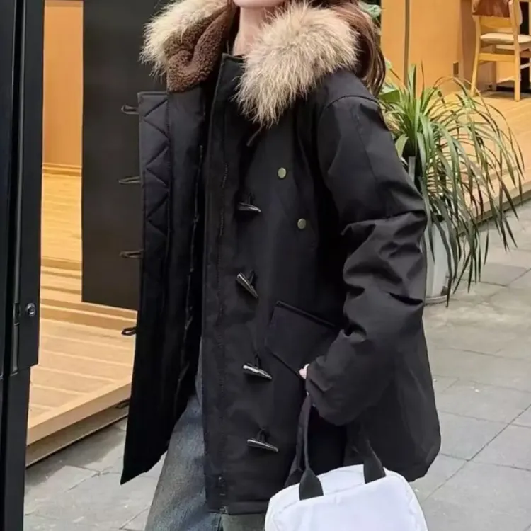 中长款收腰毛领可取休闲百搭时尚绒绒女士外套