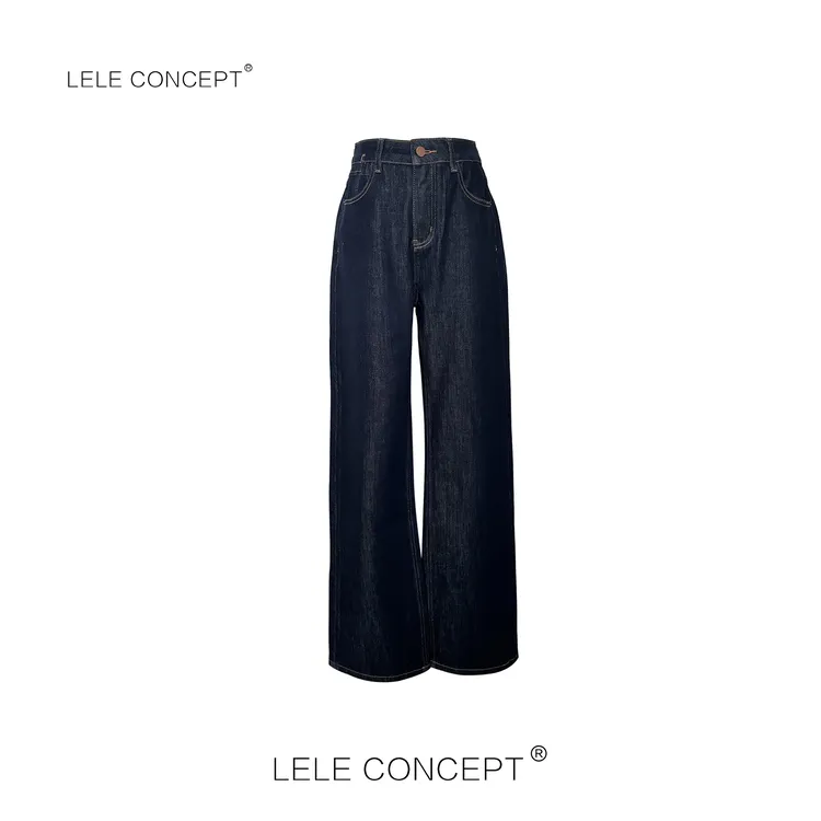 LELE CONCEPT丨「丽」都市复古休闲风压线阔腿牛仔裤FN25S0048W
