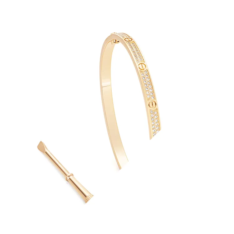 镀K金合成锆石手镯 欧美时尚潮流玫瑰金色细手镯11104SRG