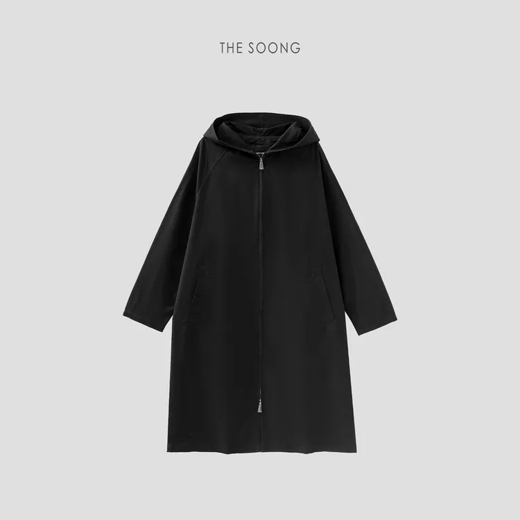 THESOONG|极简日系重酵洗双面连帽风衣外套HBWT5134