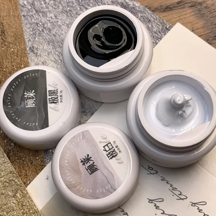 顾莱极黑极白拍拍胶美甲彩绘胶免洗高饱和浓稠 彩绘可拍渐变 5g