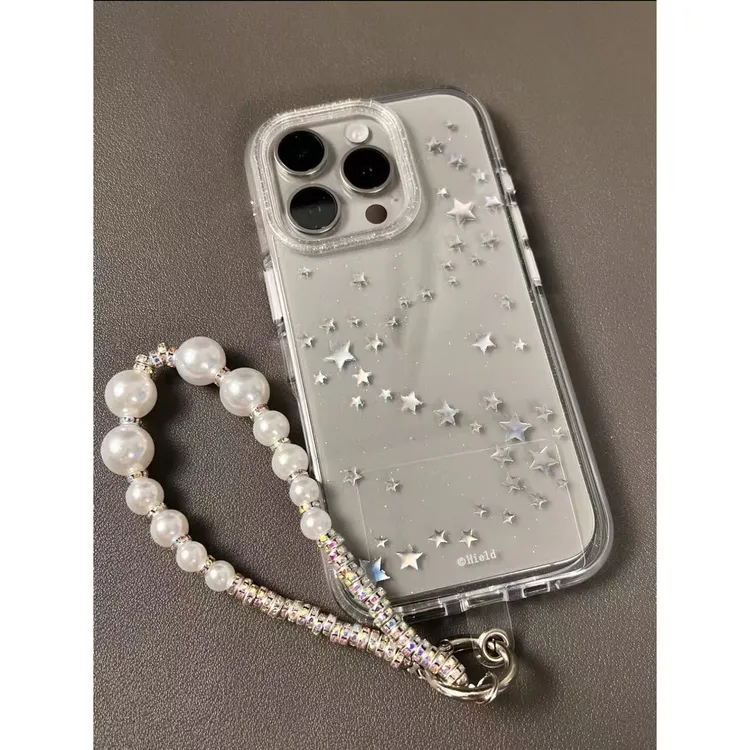 ins韩系闪粉满屏银色镭射星星适用iPhone16Promax苹果15/14手机壳