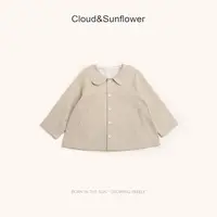 【云朵小葵】女童秋季新款单排五粒扣翻领小花内衬纯色外套1114361