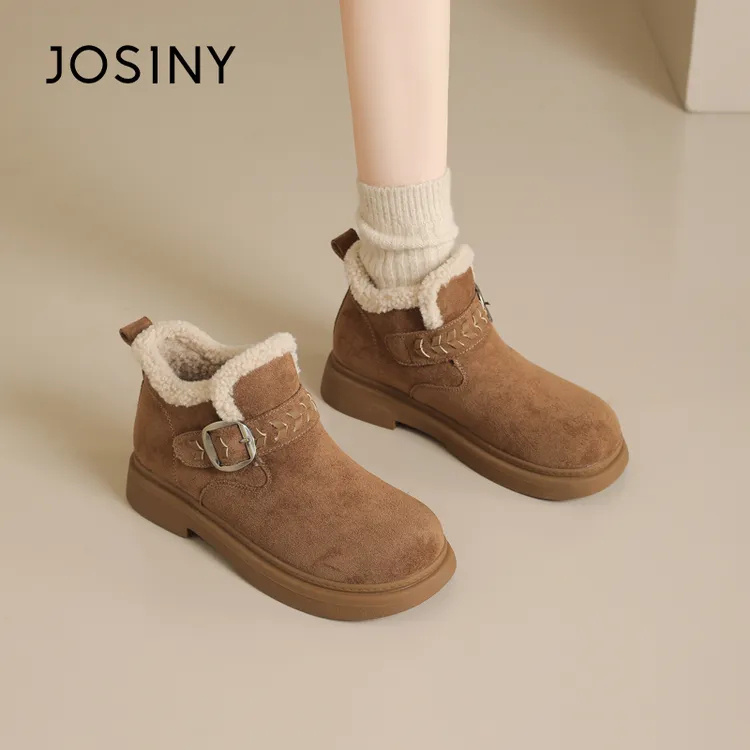 卓诗尼厚底舒适勃肯靴女2025新款冬季加绒加厚保暖短靴复古百搭靴商品图