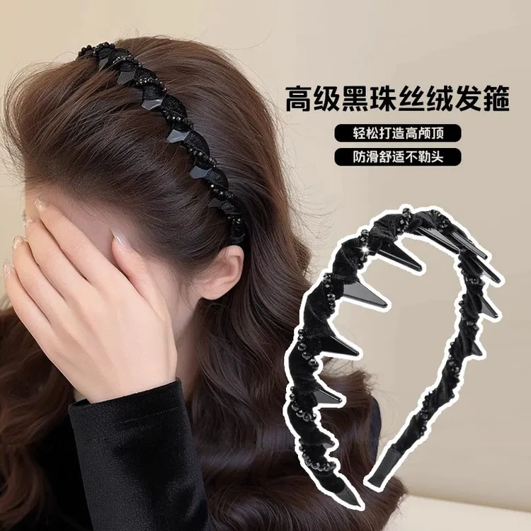 高级感丝绒两戴发箍简约日韩修饰脸型洗脸压发发饰高颅顶带齿头箍