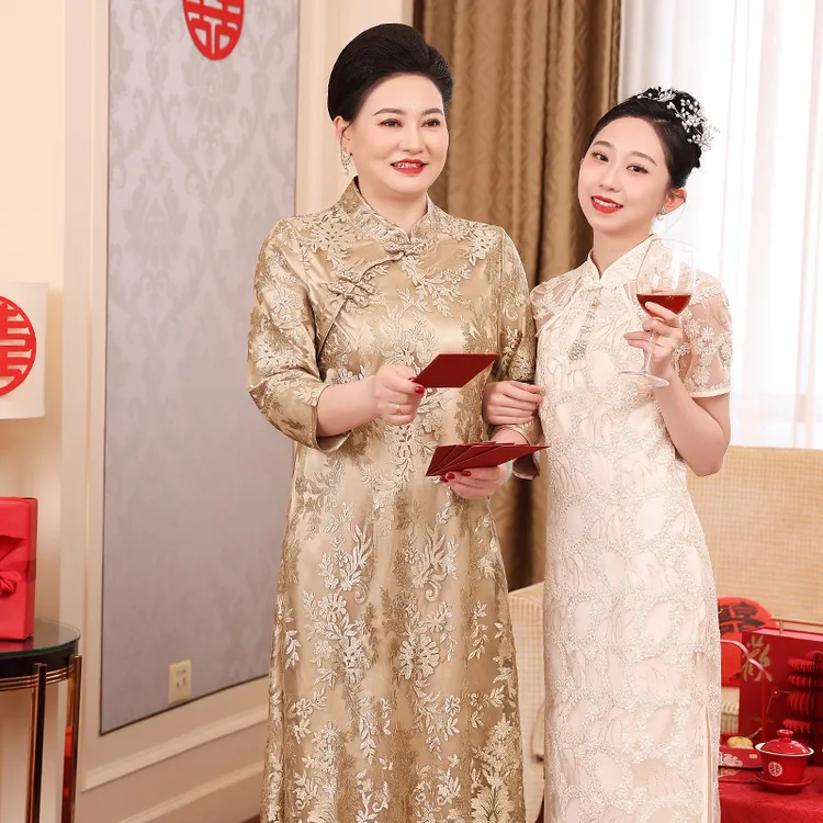 时尚妈妈喜婆婆婚宴装气质高贵嫁女儿旗袍裙子晚宴连衣裙WH25010