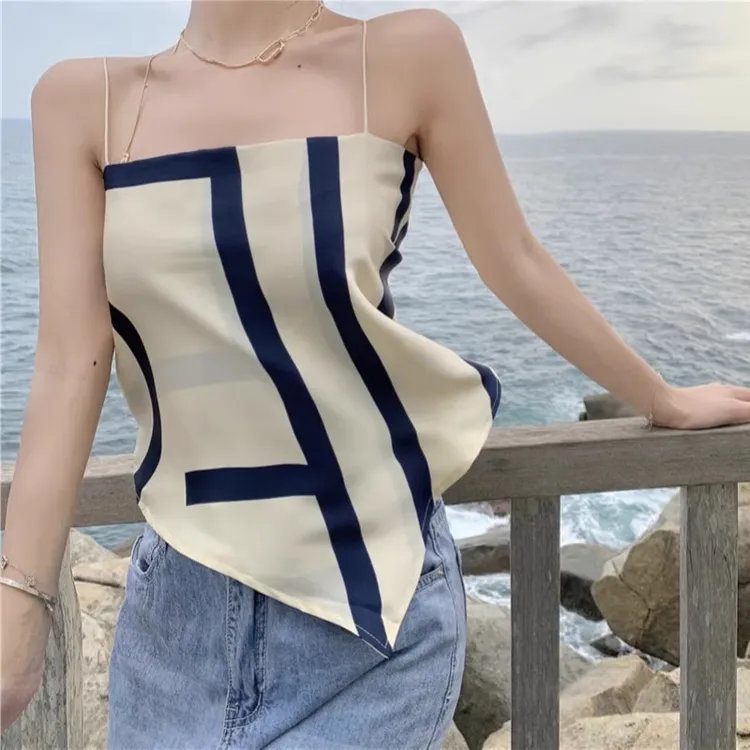 芯娇晴不规则露背系带肚兜小吊带背心内搭无袖碎花打底上衣女夏季
