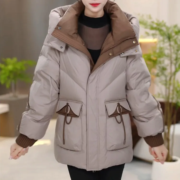 高档宽松羽绒服女2025冬季新款连帽中长款爆款时尚洋气白鸭绒外套