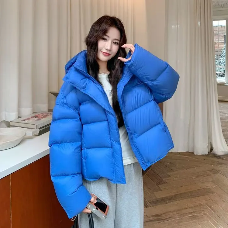 明星同款90鹅绒服2025泡芙连帽短款保暖休闲冬季百搭时尚宽松加厚