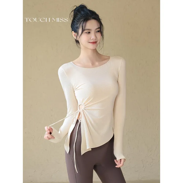 TOUCH MISS轻奢瑜伽服女运动修身显瘦长袖专业跑步训练健身罩衫女