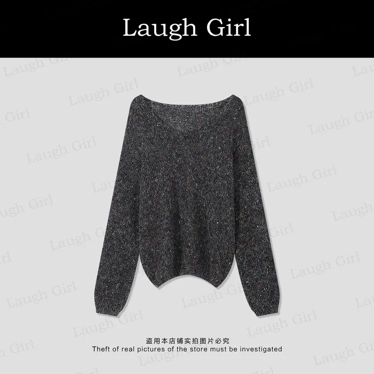 楚楚君 Laugh girl【星空】慵懒圆领彩点软糯针织毛衣XL53825J