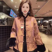 【百禾】新中式气质复古皮草双面穿立领长袖兔毛上衣FY