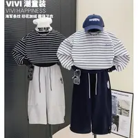 【现货】VIVI童装1【海军条纹】冬款中大童洋气休闲条纹印花圆领卫衣
