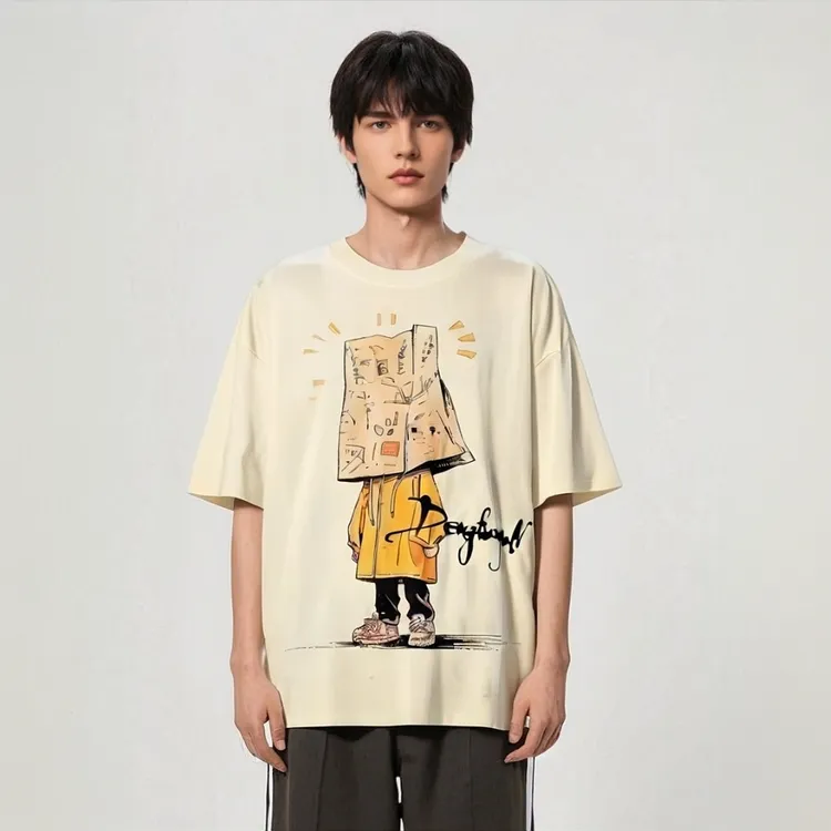 短袖印花几何T恤暗黑系t恤百搭Y情侣纯棉潮流复古韩版男款瘦子