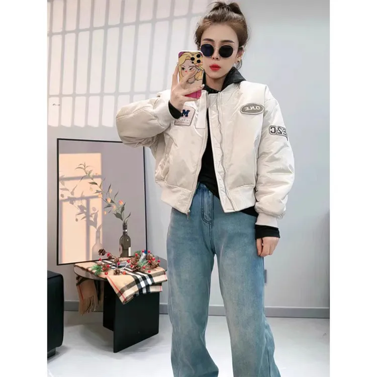 欧货潮流高级感刺绣贴标短款夹克棒球服上衣女洋气时尚宽松短外套