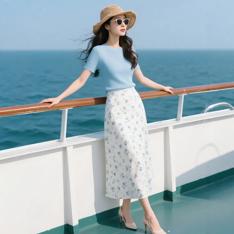 夏季新款女装时尚碎花半身裙两件套装气质洋气漂亮百搭仙女轻熟风