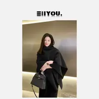 【ENYOU定制】 砚灰色 双面绒斗篷羊毛披肩大衣