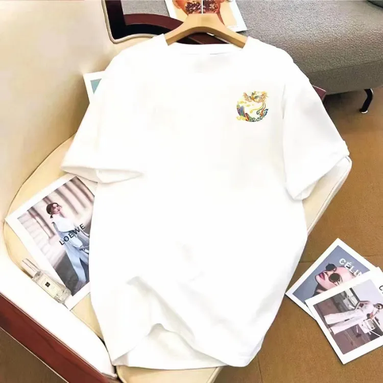 纯棉吸湿透气休闲时尚圆领宽松男士百搭潮流印花非刺绣t恤